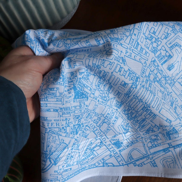 Manchester Hankie screen printed vintage map handkerchief