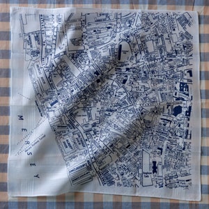 Liverpool city map hankie printed cotton handkerchief