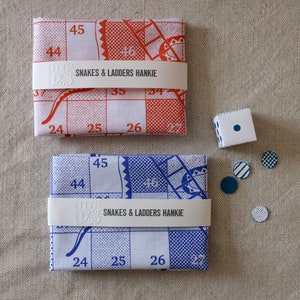 Snakes & Ladders Boardgame Hankie screenprinted cotton handkerchief image 5