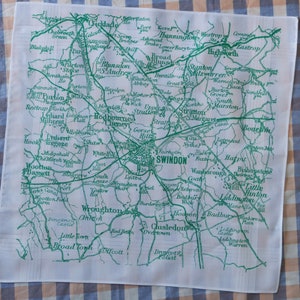 Swindon Wiltshire vintage map print cotton handkerchief image 2