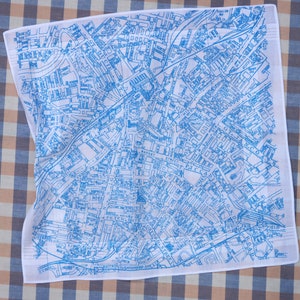 Manchester Hankie screen printed vintage map handkerchief sky blue