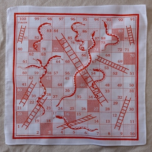 Snakes & Ladders Boardgame Hankie screenprinted cotton handkerchief image 8