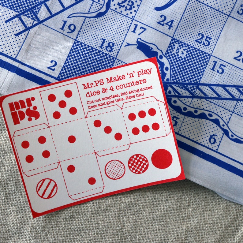 Snakes & Ladders Boardgame Hankie screenprinted cotton handkerchief image 4