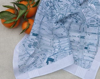 Amsterdam Hankie printed cotton vintage map handkerchief