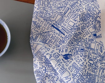 Birmingham UK Vintage Map Hankie screenprinted handkerchief