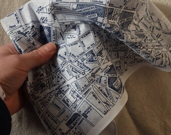 Paris map hankie printed cotton handkerchief