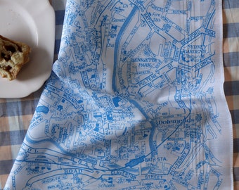 Bath Hankie screenprinted vintage map of Bath Handkerchief