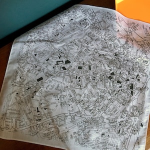 Sheffield Hankie screen printed vintage map handkerchief Gray