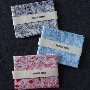 Sheffield Hankie screen printed vintage map handkerchief image 2