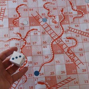 Snakes & Ladders Boardgame Hankie screenprinted cotton handkerchief image 1