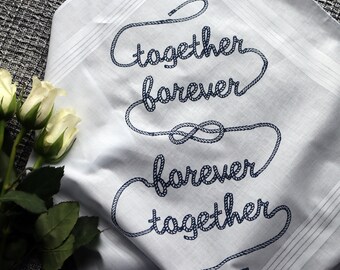 Together Forever Hankie rope typographic printed cotton handkerchief