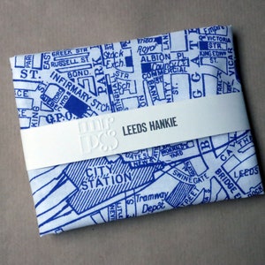 Leeds Hankie screenprinted vintage map handkerchief image 3