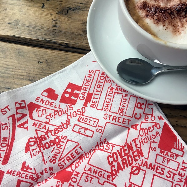 Central London Map Hankie screenprinted cotton handkerchief