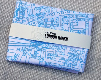 East London Hankie printed cotton map handkerchief Hoxton Shoreditch