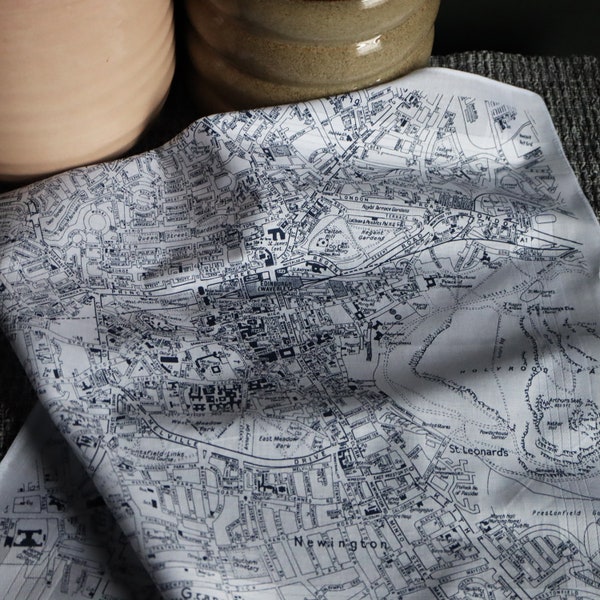 Edinburgh Hankie Screenprinted Vintage Map Handkerchief