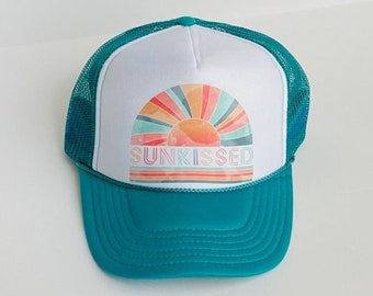 Sunkissed Teal/White Front Trucker Hat/Beach Hat