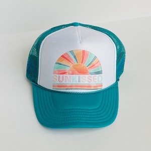 Sunkissed Teal/White Front Trucker Hat/Beach Hat