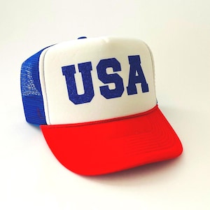 USA Trucker Hat, Red White and Blue Foam Front Trucker Hat, 4th of July, Merica, 4th of July Baseball Hat