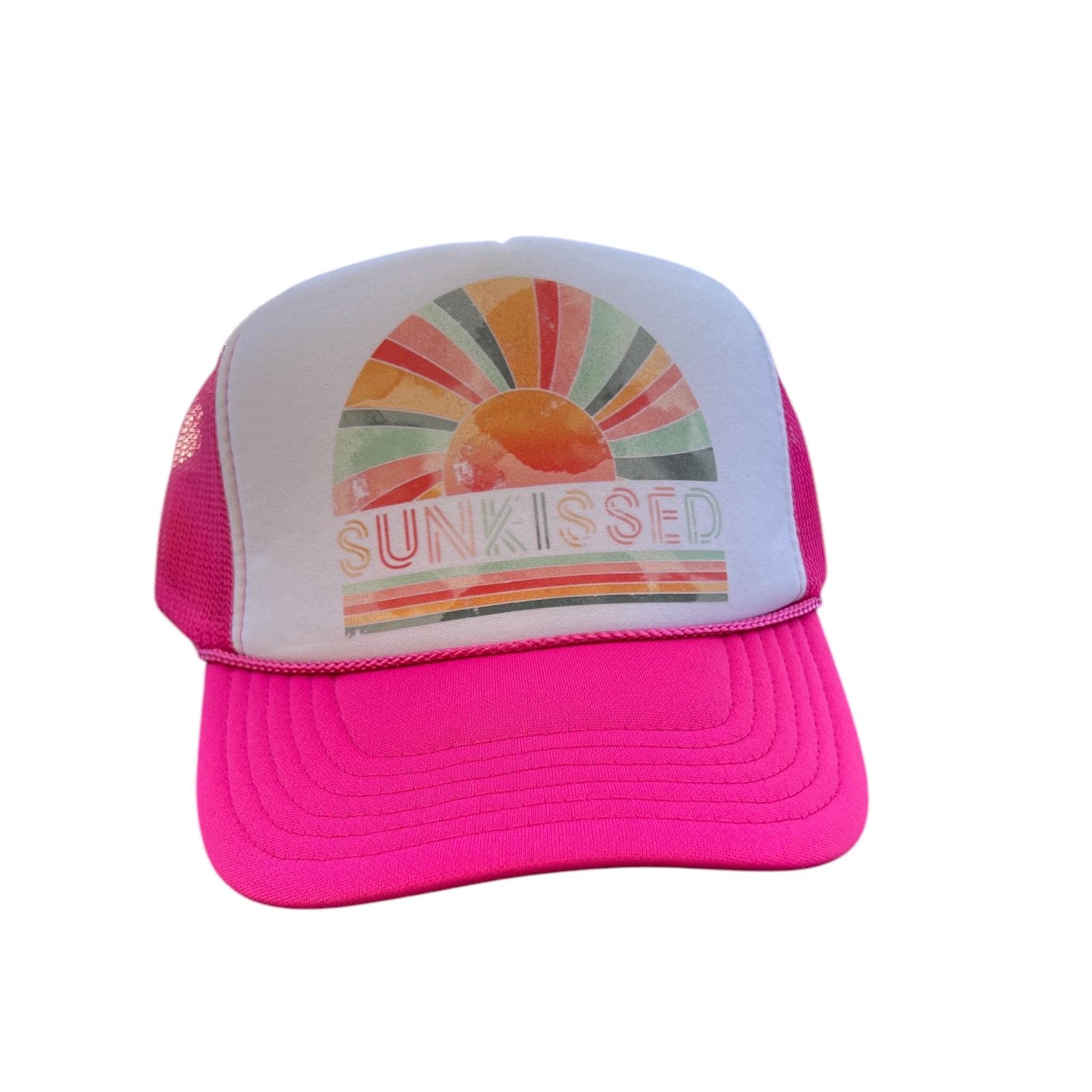 White and Pink Rhinestone \'SUNKISSED\' Trucker Hat 1937 Diamond Logo Foam Trucker Hat — 1937 main image 3