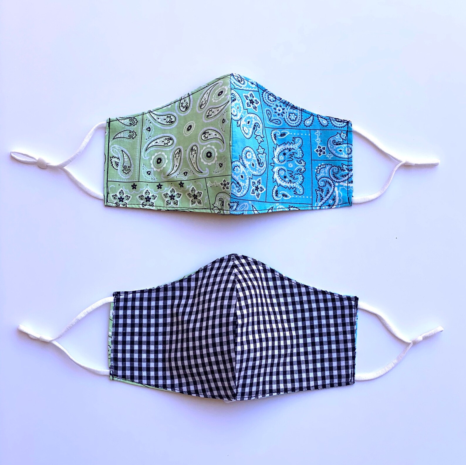 Bandana Pattern Face Mask 2 Pack Reversible Etsy