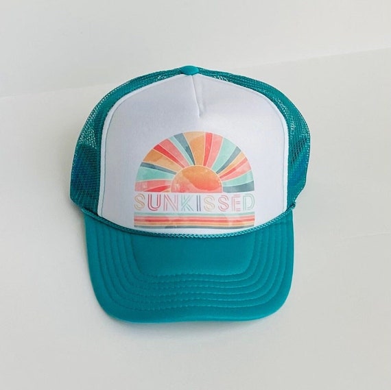 Sunkissed Teal/White Front Trucker Hat/Beach Hat