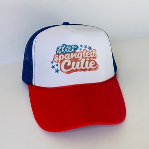 Star Spangled Cutie America Trucker Hat, USA Red White and Blue Foam Front Trucker Hat, 4th of July, Merica, 4th of July Baseball Hat
