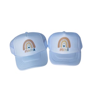 Mama or Mini Matching Rainbow All White Trucker Hat/Beach Hat