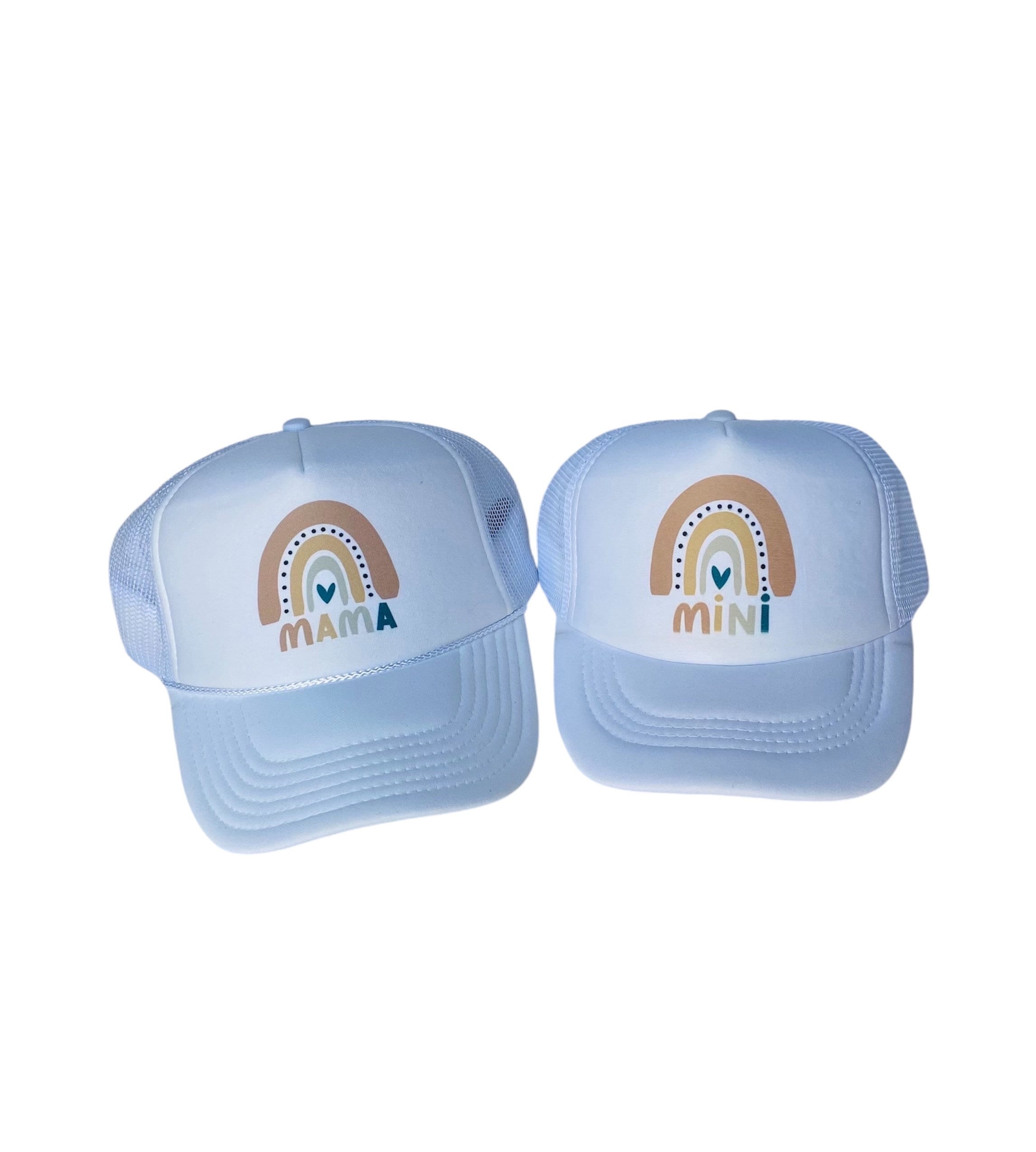 MAMA & MINI Matching Trucker Hats Set Womens One Size White Leopard 2pc Mommin main image 2