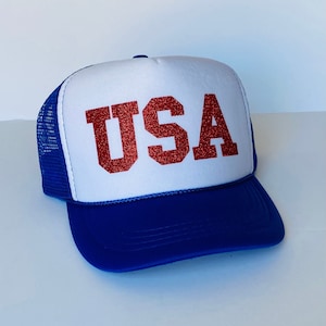 USA Trucker Hat, Red White and Blue Foam Front Trucker Hat, 4th of July, Merica, 4th of July Baseball Hat