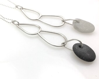 stone or beachglass drip pendant