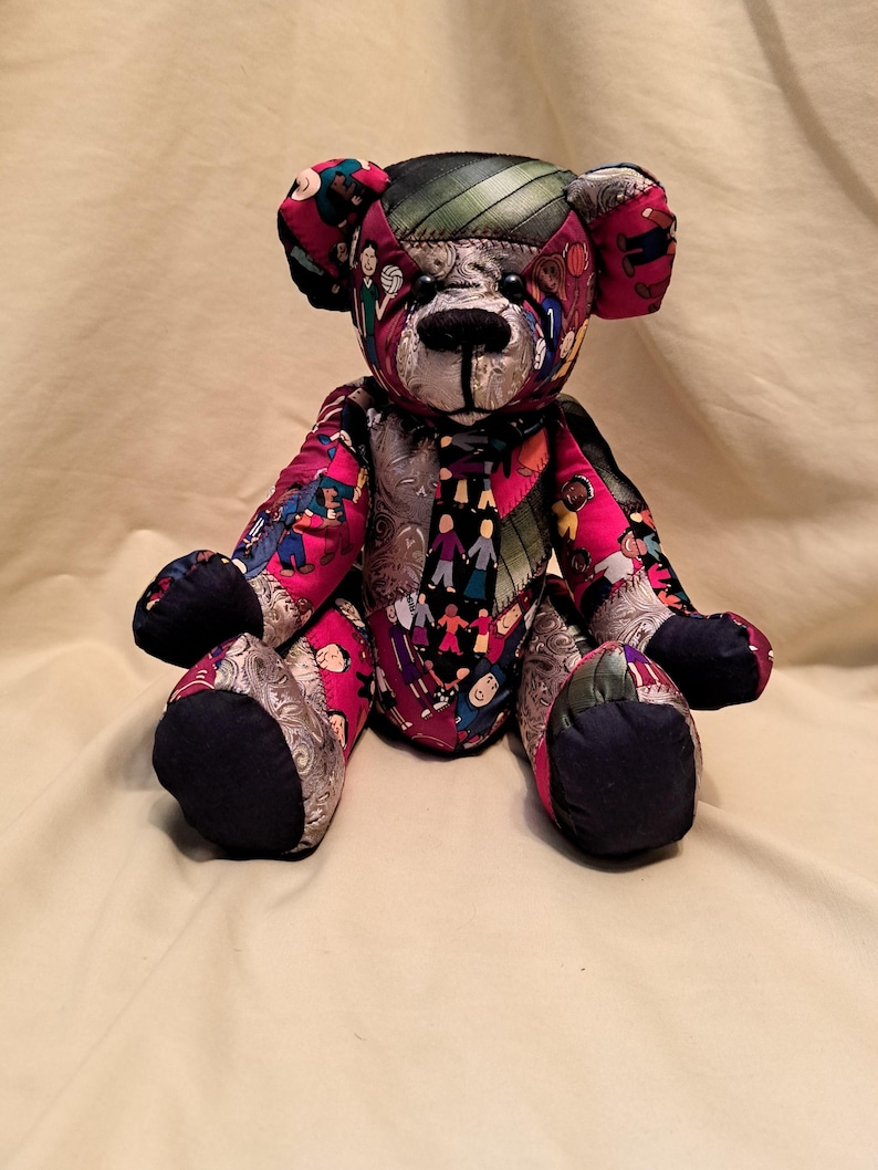 6) Necktie Patchwork Memory Bear - Etsy