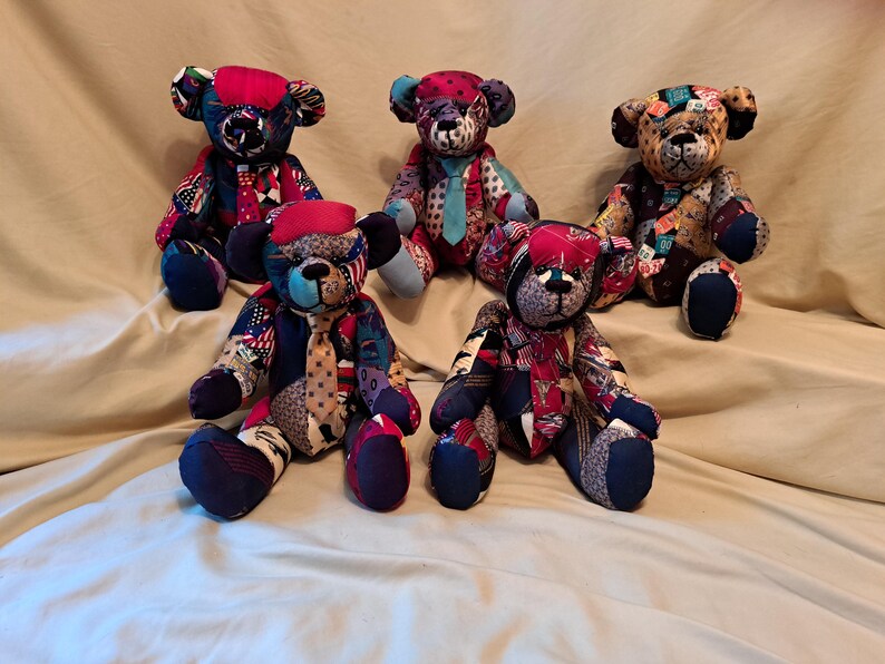 6) Necktie Patchwork Memory Bear - Etsy