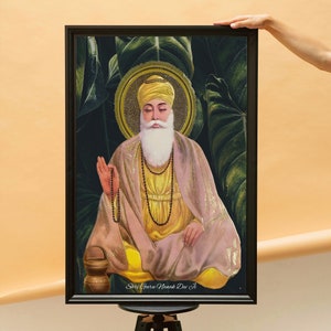 Handcrafted Guru Nanak Dev Ji Digital Poster - Sikh Art Print