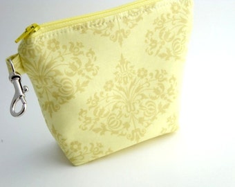Flat Bottomed Zippered Pouch with Swivel Hook Clip-Amy Butler Fabric