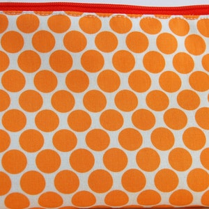 Flat Bottomed Pouch/Make Up Bag Amy Butler Fabric in Orange image 3