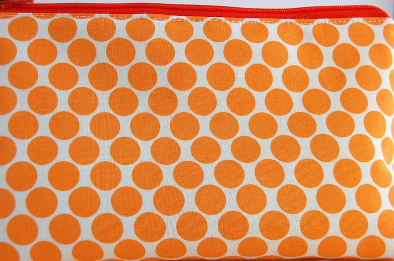 Flat Bottomed Pouch/Make Up Bag Amy Butler Fabric in Orange image 3