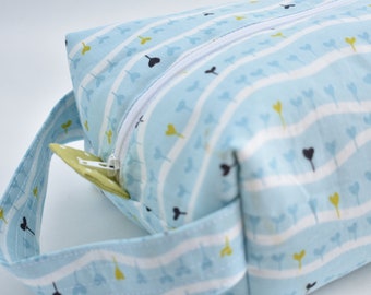 Box Pouch-Light Blue Hearts