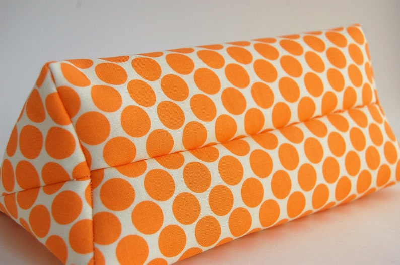 Flat Bottomed Pouch/Make Up Bag Amy Butler Fabric in Orange image 2