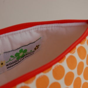 Flat Bottomed Pouch/Make Up Bag Amy Butler Fabric in Orange image 4