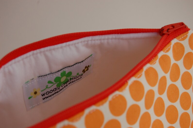 Flat Bottomed Pouch/Make Up Bag Amy Butler Fabric in Orange image 4