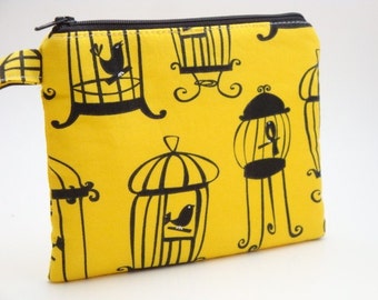 Zippered Wristlet -Michael Miller Fabric-Birds