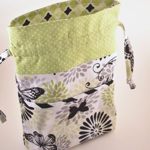 Drawstring Bag with Outside Pockets, Makeup Bag, Yarn Bag image 5