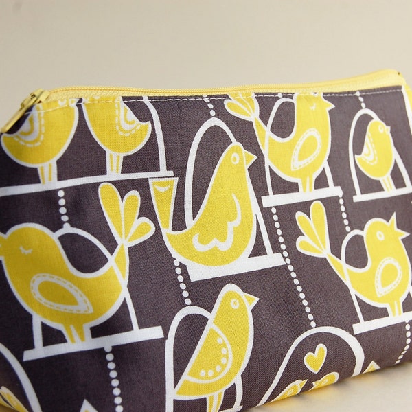 Flat Bottomed Pouch- Michael Miller Fabric-Birds