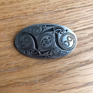Vintage Pewter St Justin Brooch