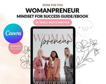 Womanpreneur eBook, Woman Entrepreneur Mindset Guide, Business, PLR MRR Guide, Master Resell Rights, Editable Done For You Digital Products
