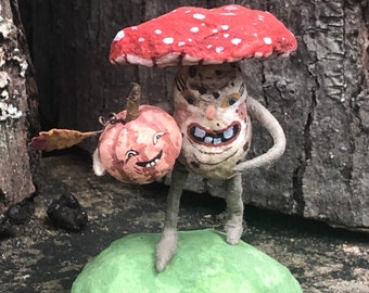 Spun Cotton Mushroom Sculpture