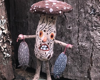 Spun Cotton Mushroom Dead Rat Seller Sculpture