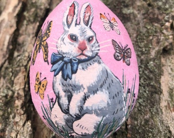 Spun Cotton Easter Egg Ornament Hand Painted