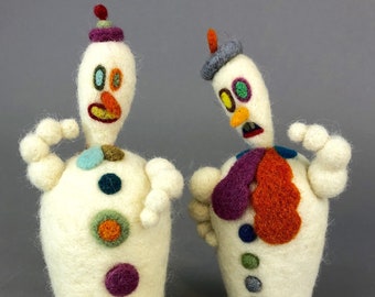 Needle Felted Mod Snowmen OOAK