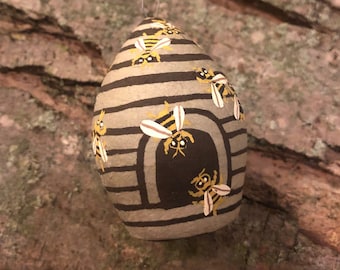 Spun Cotton Beehive Ornament